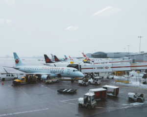 Air Canada planes parked at Toronto Pearson International Airport