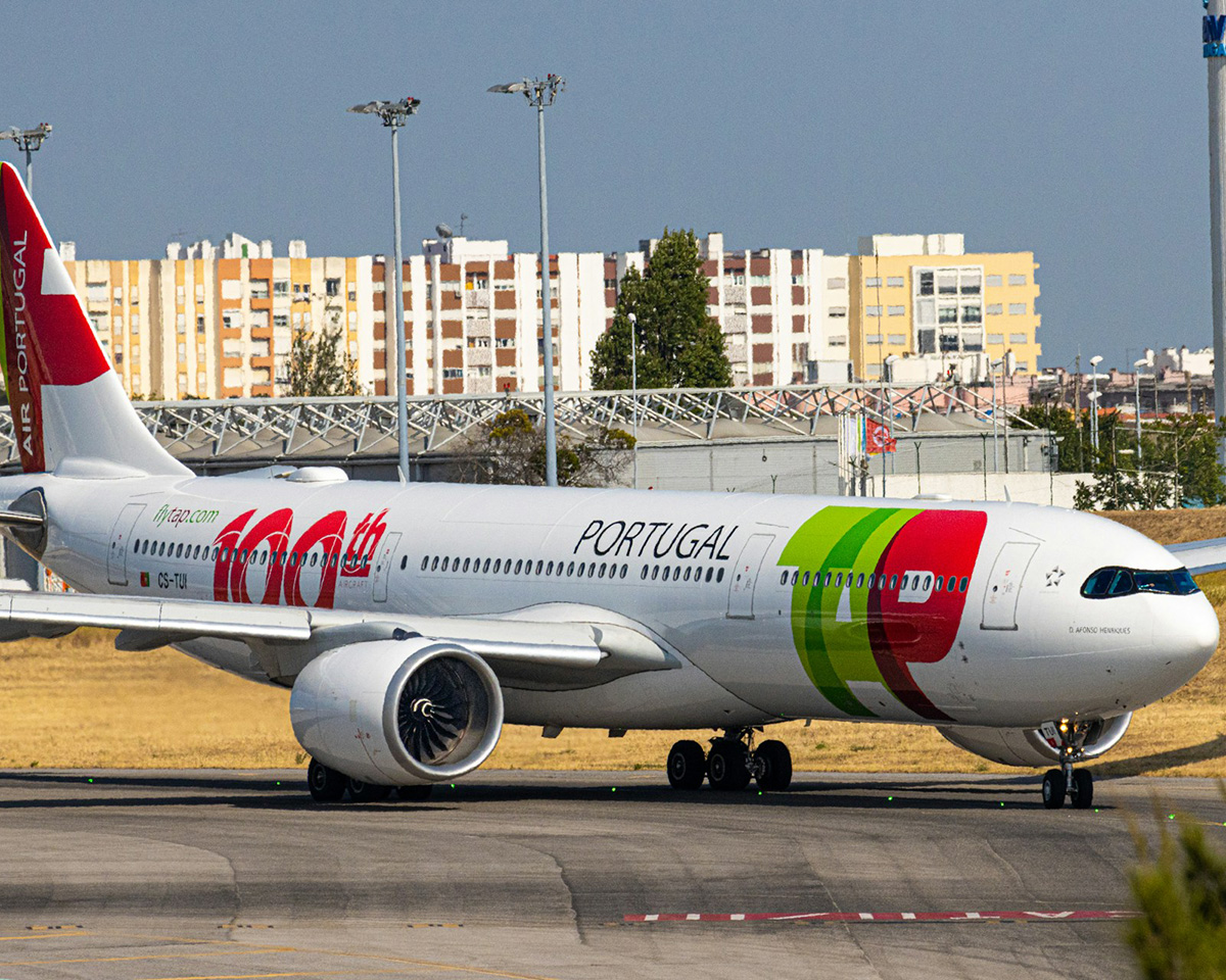 TAP Portugal widebody jet at Lisbon Airport