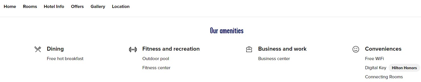 Hilton Hotel amenities details