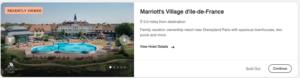 Marriott's Village d'ile de France showing sold out for award bookings