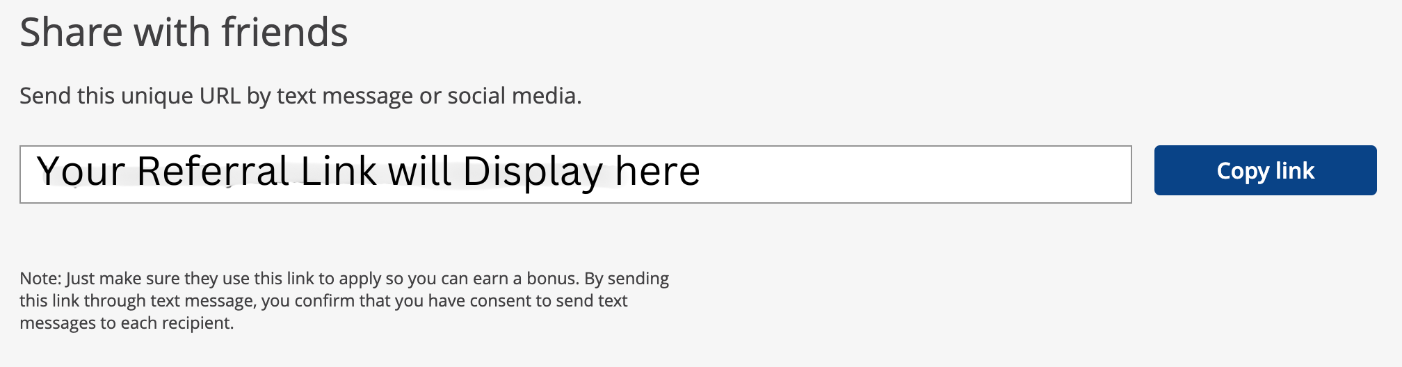 Referral link generated inside a Chase account with a copy link button next to it
