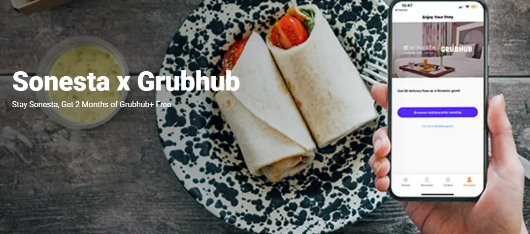 Sonesta Free Grubhub+ banner
