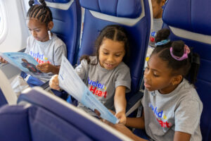 kids sitting together on a Southwest Airlines flight