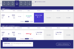 Avios redemption costs without surcharges for Aer Lingus flights being discussed