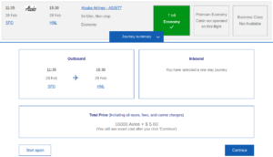 award redemption pricing using Avios for flights to Honolulu
