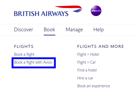 how to book British Airways using Avios