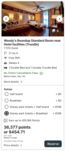 Bilt rewards portal Hotel Cheyenne room, tickets and breakfast package