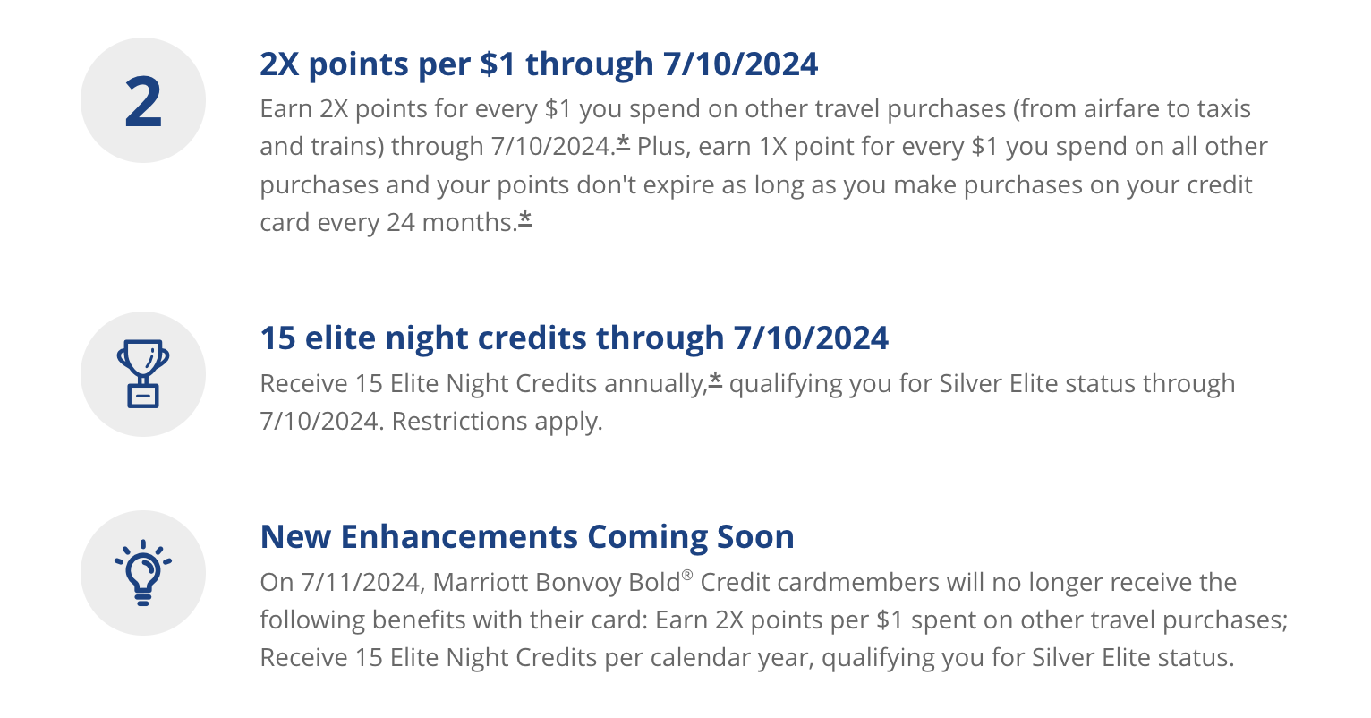 Chase Bonvoy Bold Card benefits.