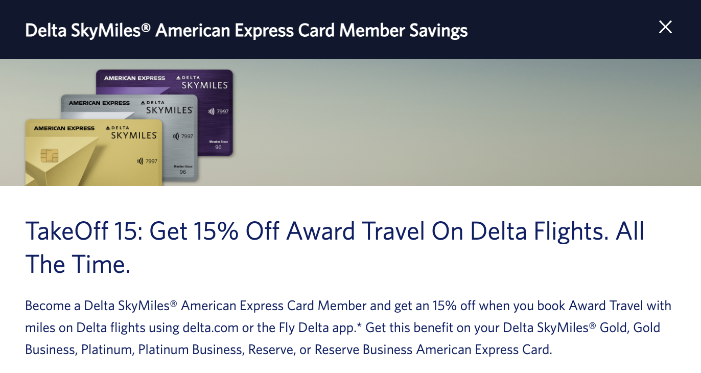 Delta TakeOff 15 Credit Card Banner