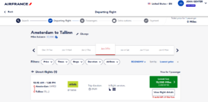 Flying Blue award on Air Baltic from Amsterdam to Tallin