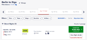 Flying Blue award on Air Baltic from Berlin to Riga