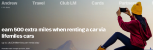 LifeMiles Cars portal promotion for up to 14k per rental day + 500 extra bonus LifeMiles.