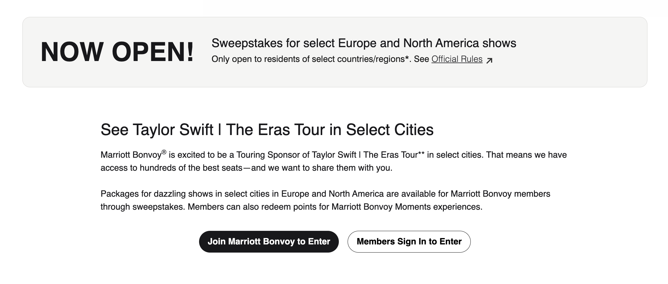 Marriott Taylor Swift sweepstakes