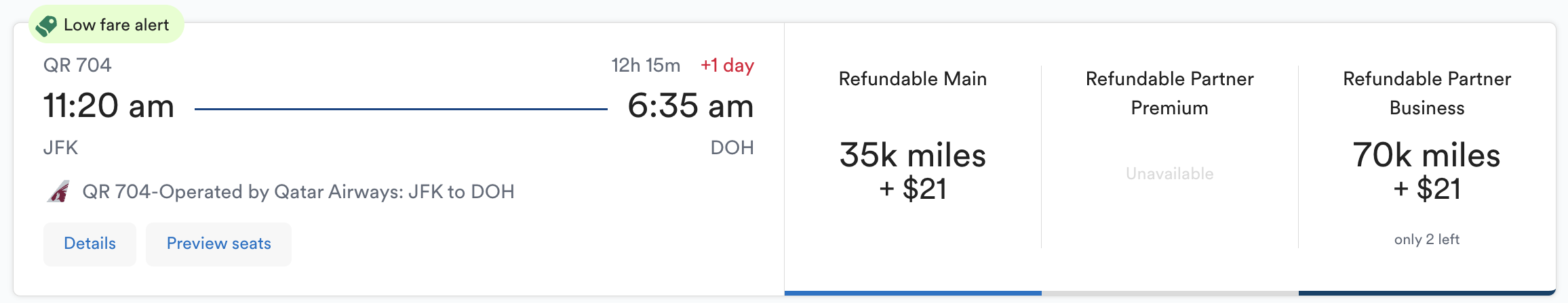 Award ticket from JFK to DOH bookable with Alaska miles.