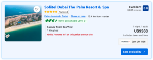 Sofitel The Palm Resort & Spa in Dubai, UAE for $363 per night and 1,166 bonus LifeMiles.