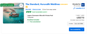 Image showing The Standard hotel in Huruvalhi, Maldives for $770 per night and to earn 2,394 LifeMiles.
