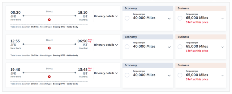 Turkish award search results from New York to Istanbul
