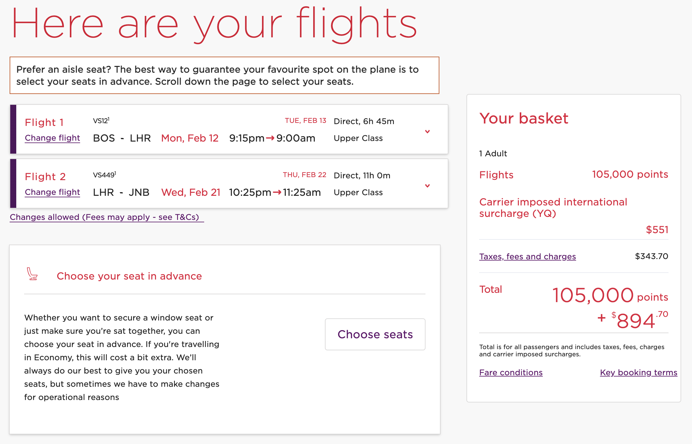 Virgin award with a stopover in London