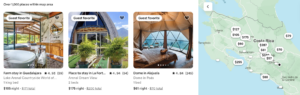 Airbnb Costa Rica displaying over 1000 results