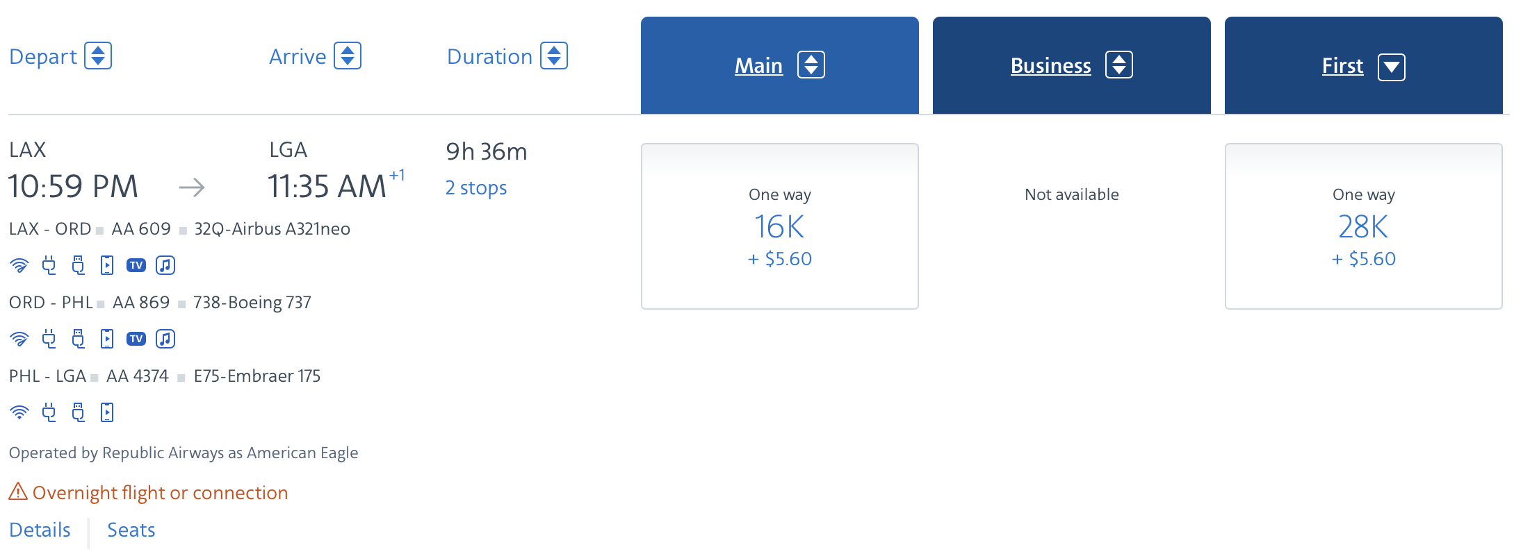 American Airlines award search