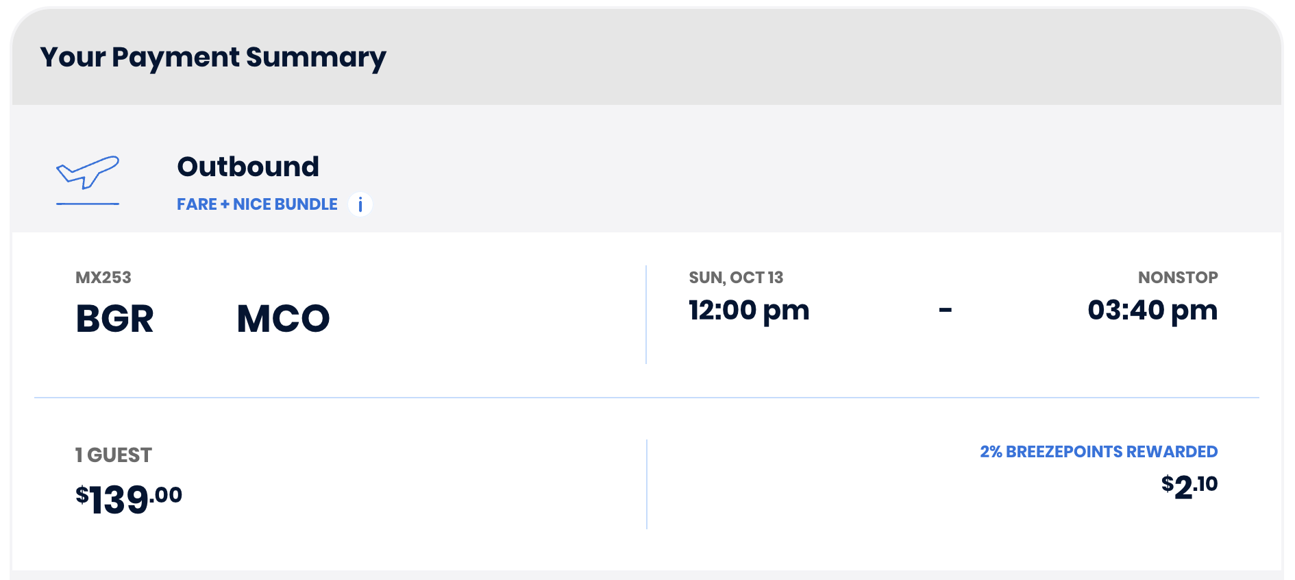 Breeze itinerary.