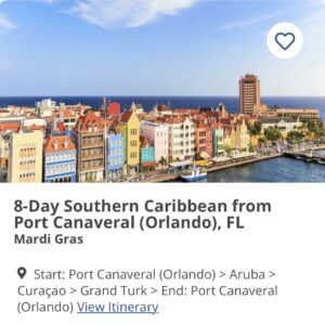 Carnival 8-day Southern Caribbean cruise itinerary
