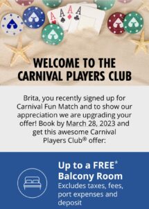 Carnival Fun Match balcony room offer