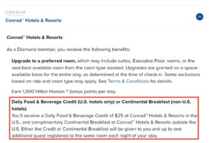 Conrad property elite benefits terms