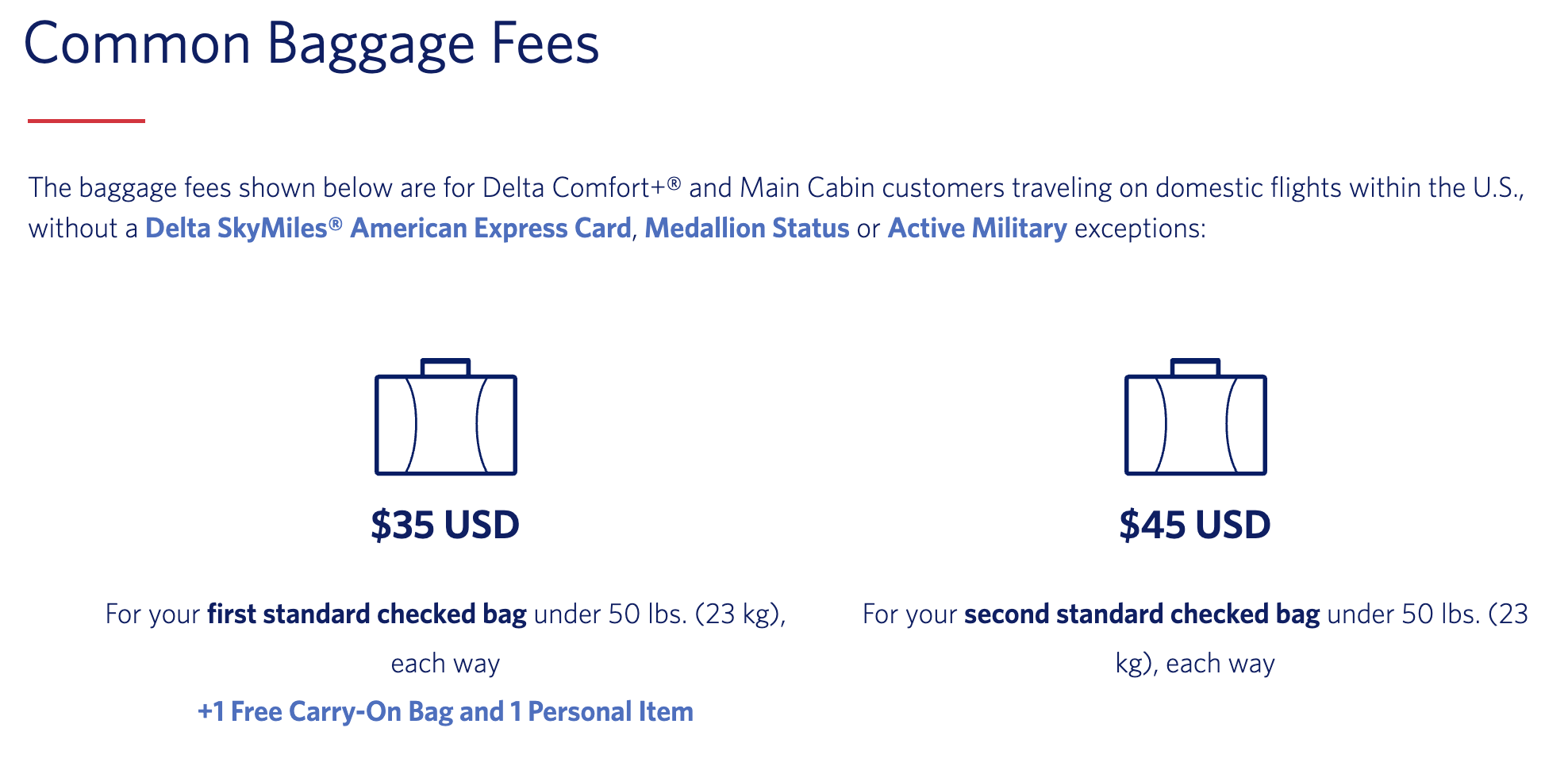 Delta new bag fees.