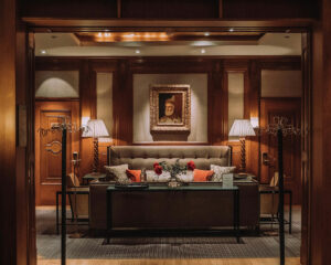 Luxury hotel seating area in lobby