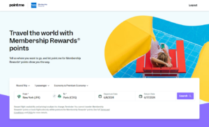 Screenshot of Point.me homepage for American Express cardmembers