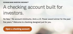 Schwab.com/checking showing where you can open a checking account
