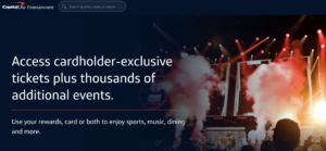 screenshot of the capital one entertainment website