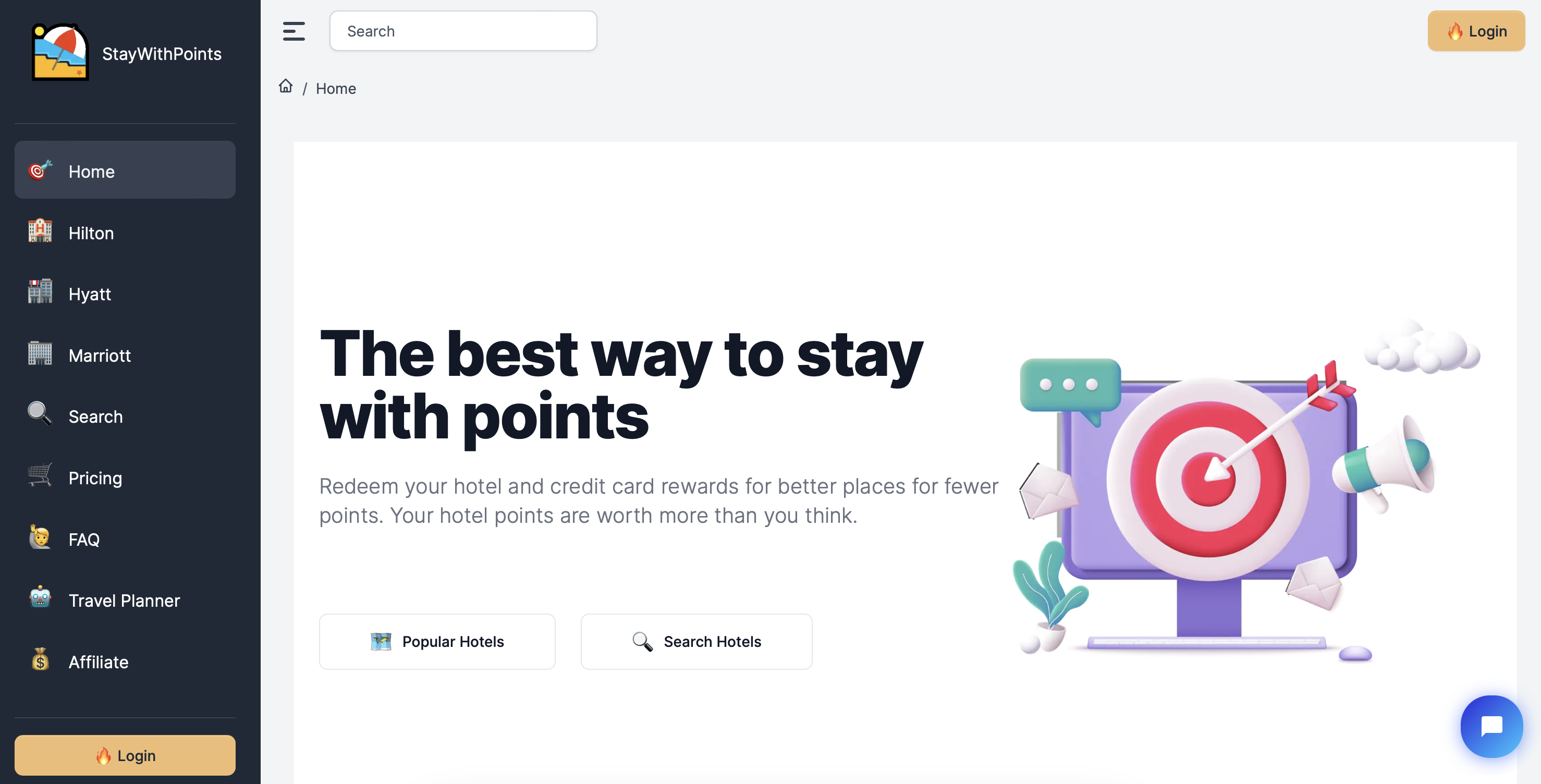 front page of StayWithPoints