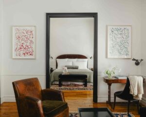 Looking from the living room into the bedroom at The Ned NoMad NY's Salon Suite