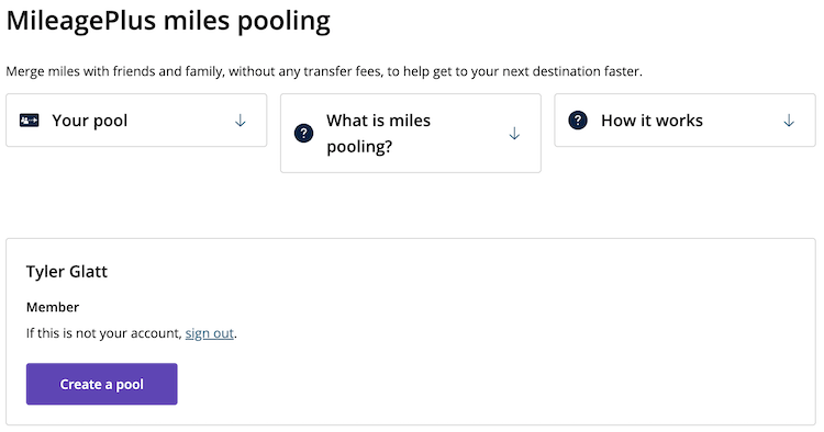 United Mileage Pooling Banner
