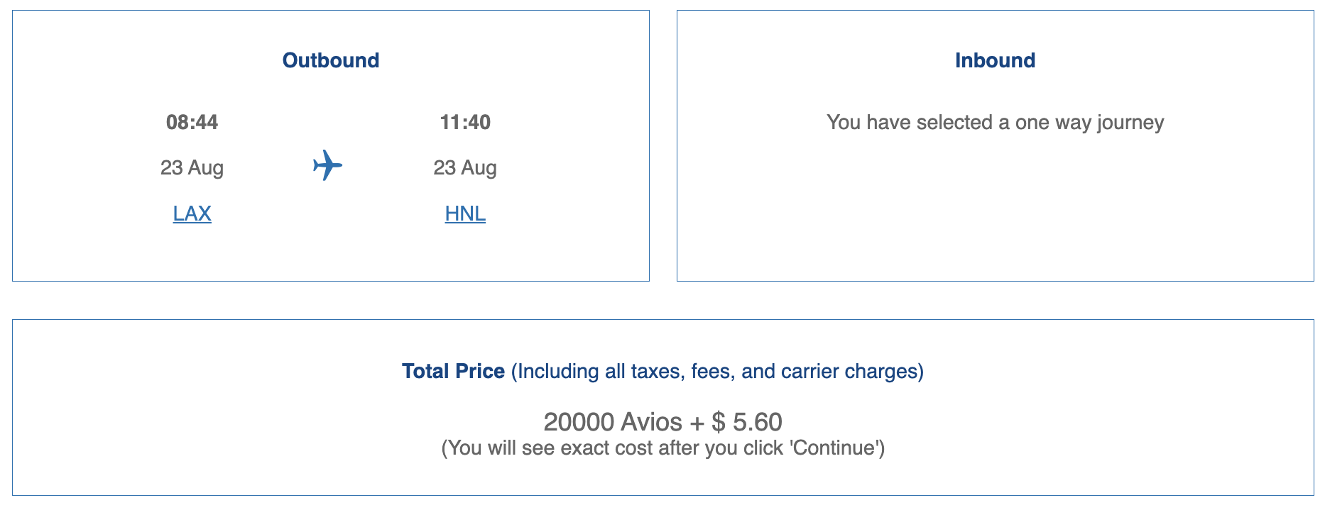 American Airlines award from LAX to HNL bookable through British Airways.
