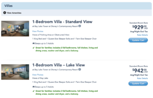 Bay Lake Tower Villas at Walt Disney World price per night in January 2025