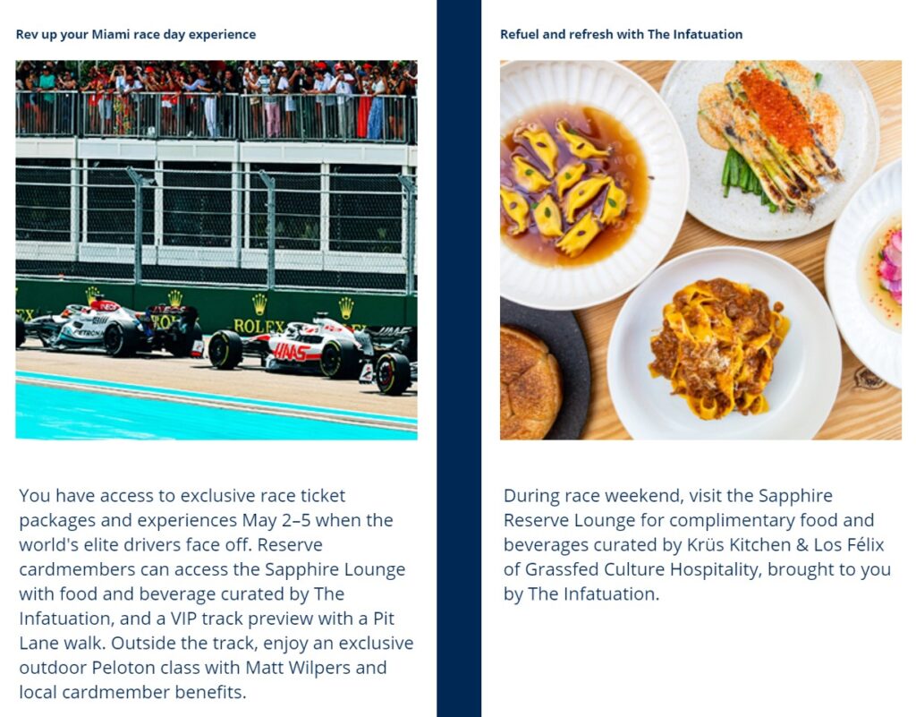 Chase Sapphire Reserve Experiences for Miami Race Week 2024
