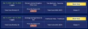 Last minute DVC rentals at $15 per point through David's Vacation Rental Club