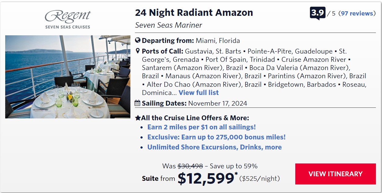Delta Crusies Regent Cruise Example