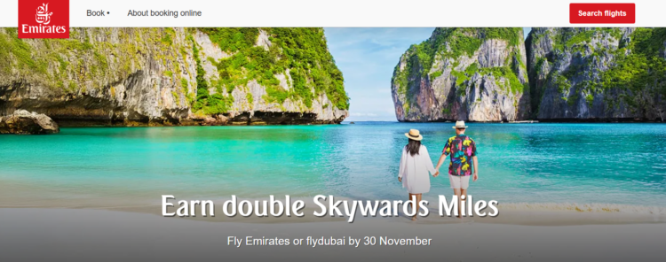 Emirates double miles promotion banner