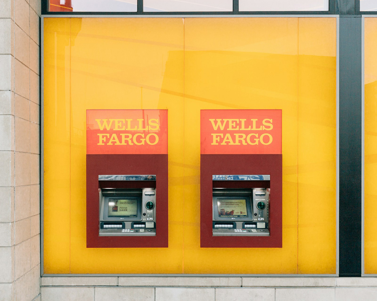 Wells Fargo ATM machines in a wall
