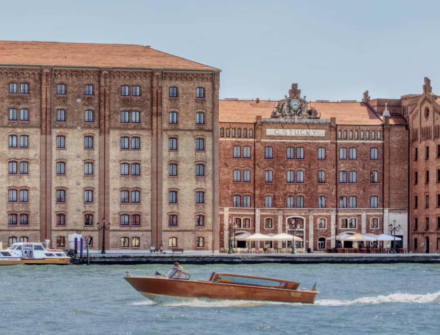 View of the water and front side of the Hilton Molino Stucky Venice.