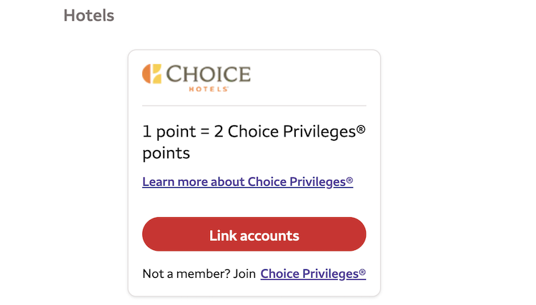 Link Wells Fargo to Choice Privileges for points transfers