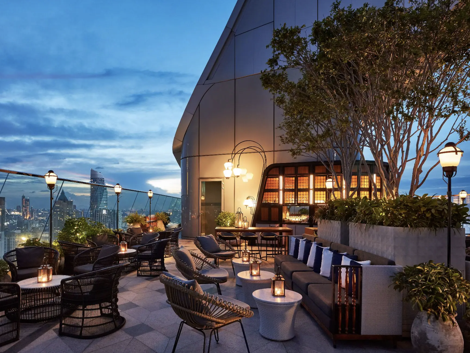 Open air lounge at the Park Hyatt Bangkok.