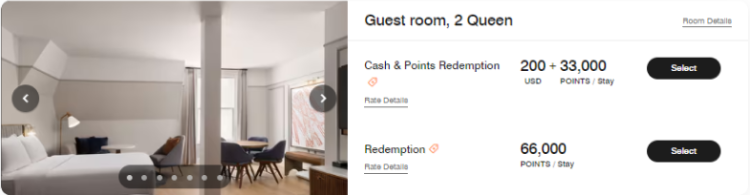 Union Station Nashville Yards Cash+Points booking options