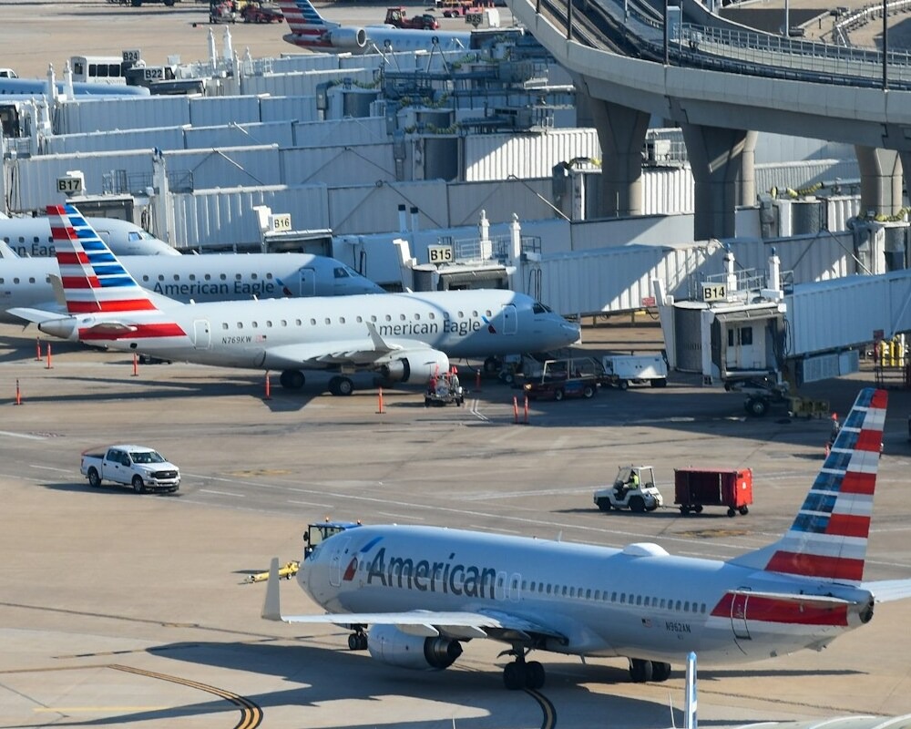 American Airlines planes at DFW Airport.