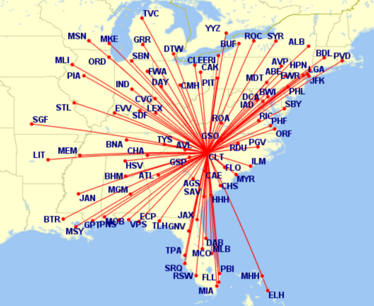 American Airlines routes from Charlotte bookable for 4,500 Alaska miles