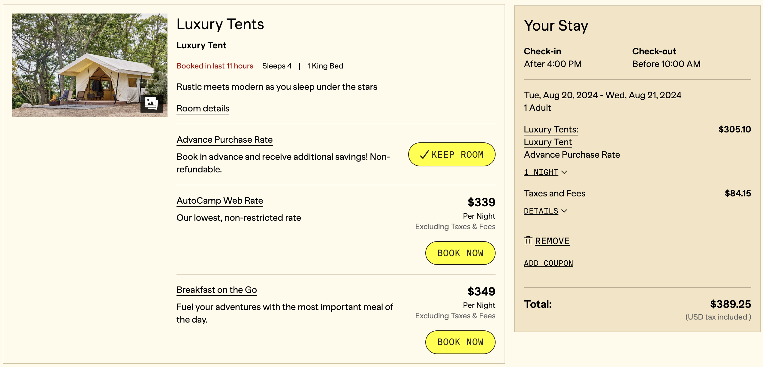 AutoCamp Cape Cod Pricing